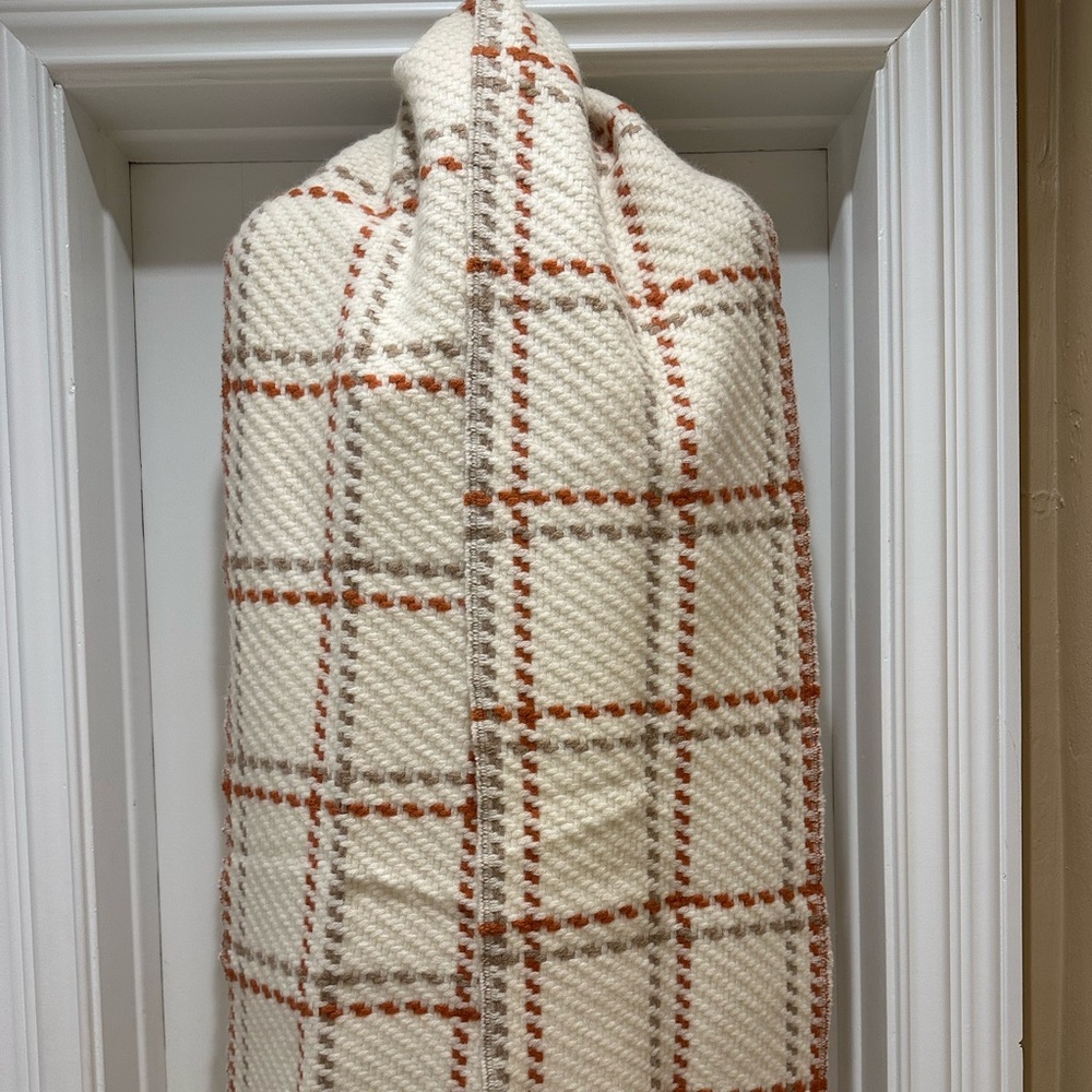 Banana Republic winter scarf in cream with pumpkin and taupe accents